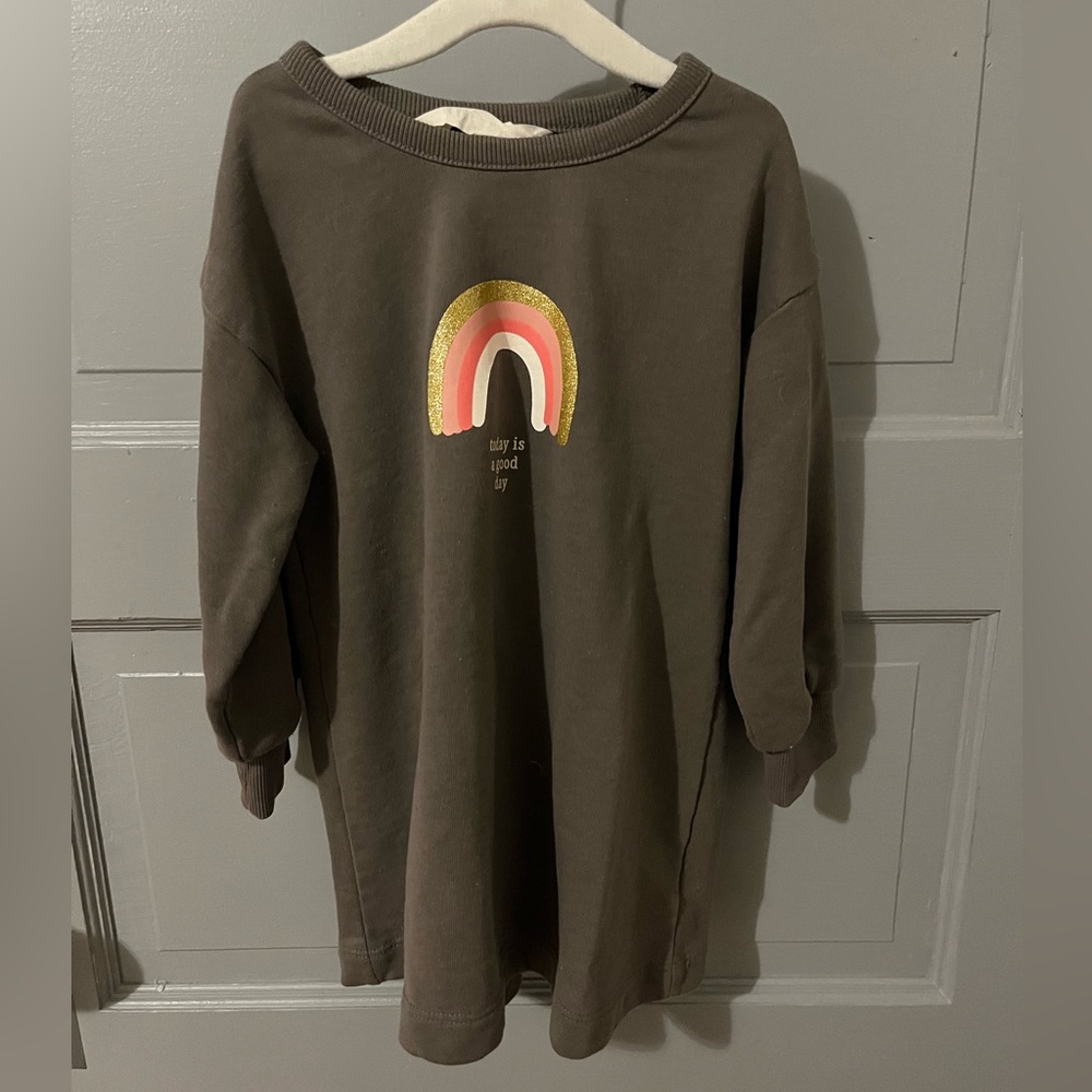 3T Rainbow long sleeve tunic top gray 3/4 sleeve shirt girls sweatshirt toddler